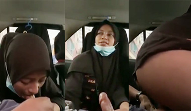 Hijabi Girl Blowjob Dick Fucking Inside Car Captured